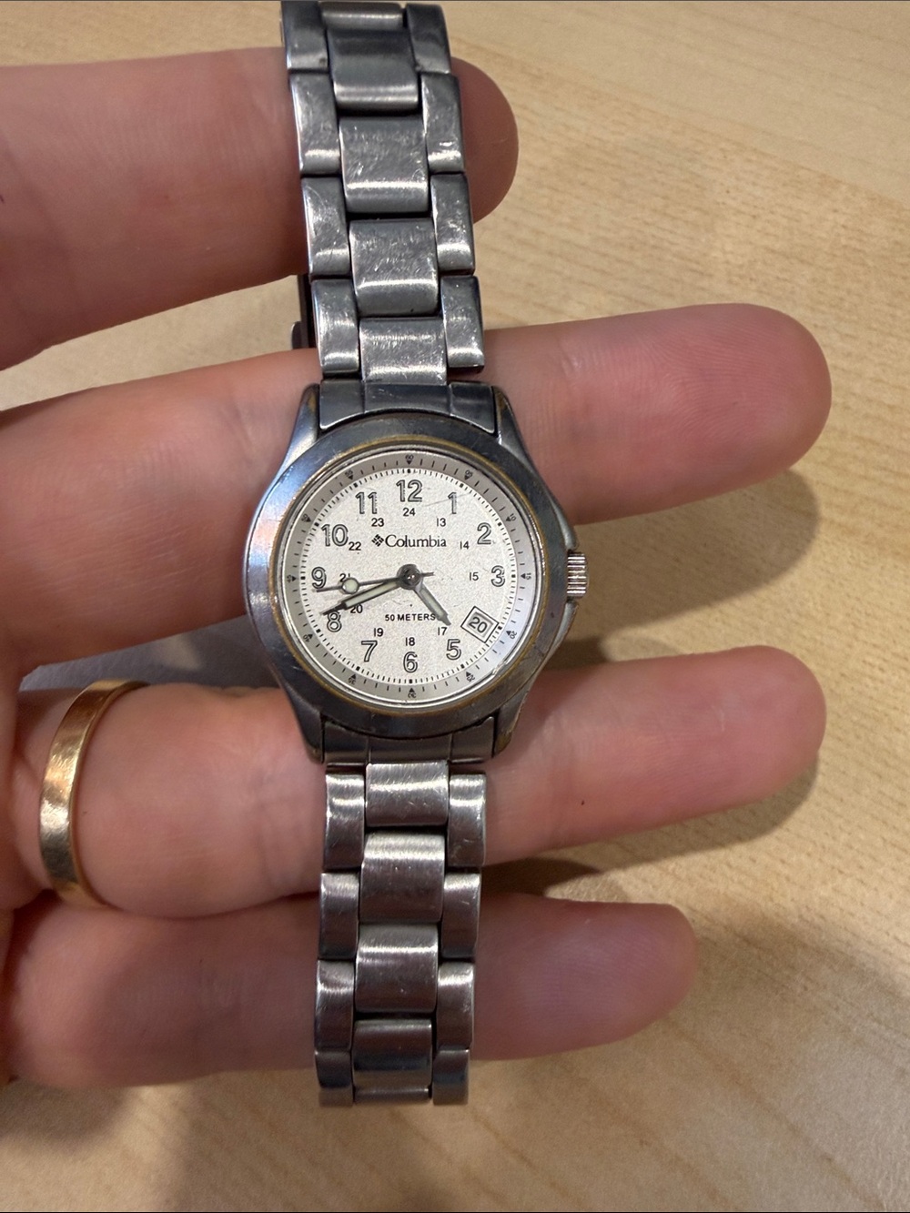 Columbia Silver Stainless Steel Watch with White Dial ladies